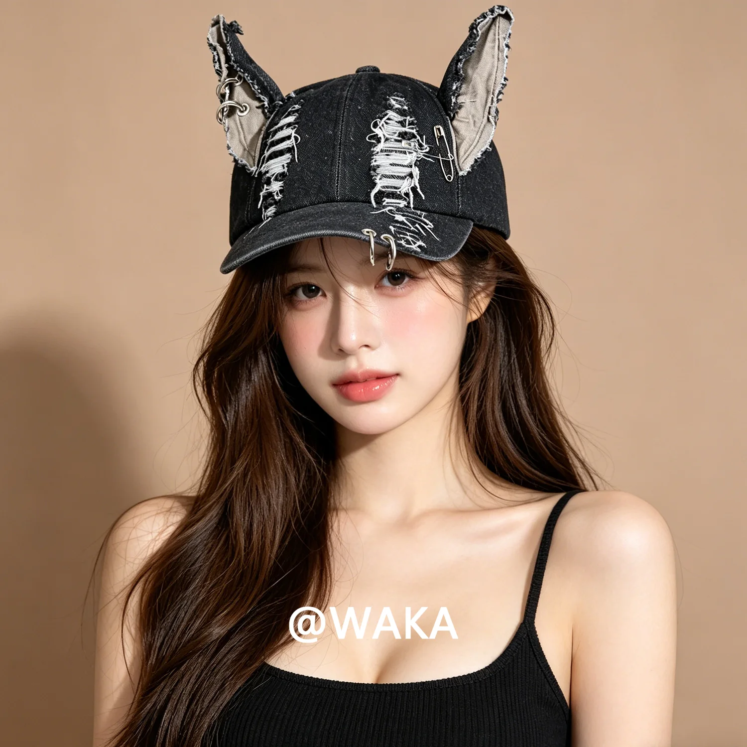 waka-rabbit-ear-denim-baseball-cap-for-men-women-y2k-streetwear-safety-pin-adjustable-octagonal-hat