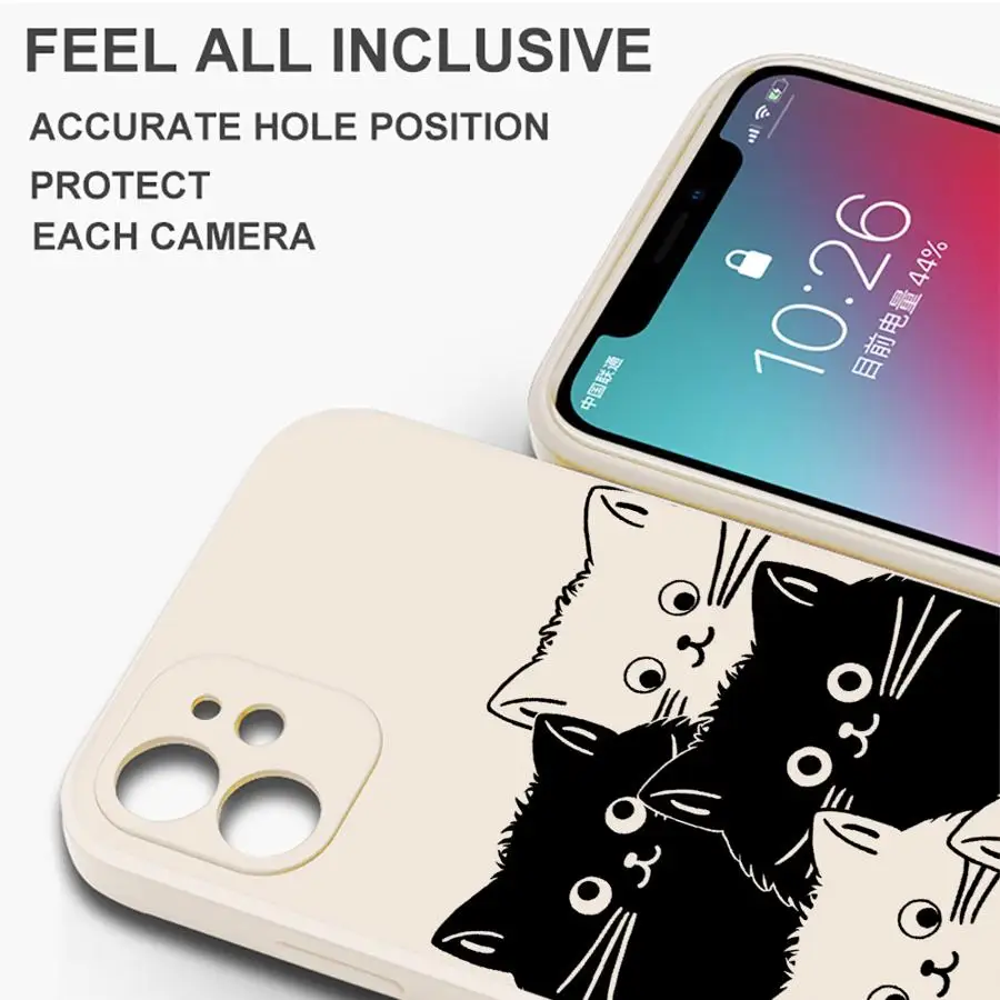 Cartoon Black Cat phone Case for Samsung A11 A12 A13 A14 A15 A22 A23 A32 A52 4G 5G A21s A24 4G A25 A33 A34 A42 A52s A53 A54 5G