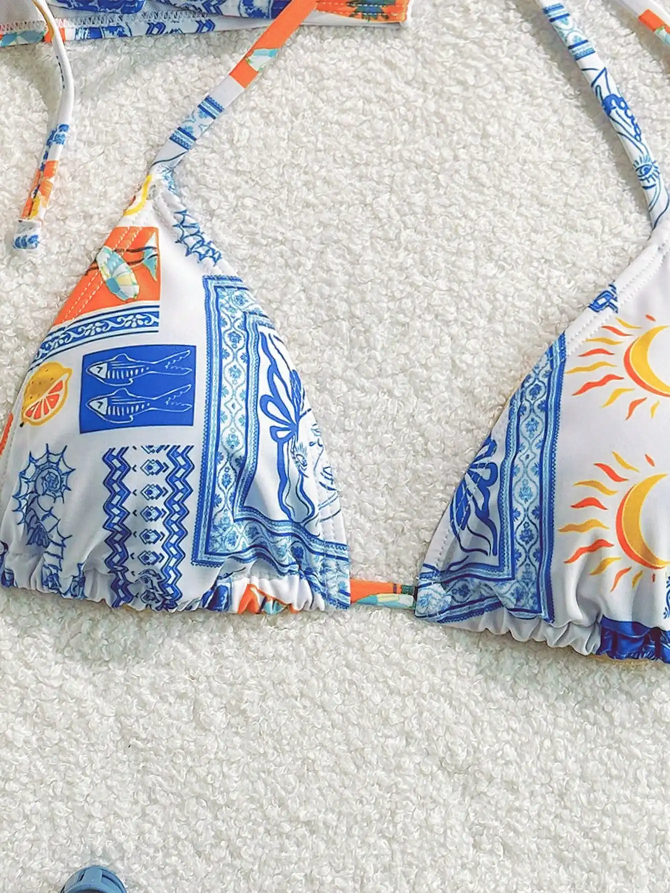 

Women's Summer Beach Print Halter Tie Bikini Set