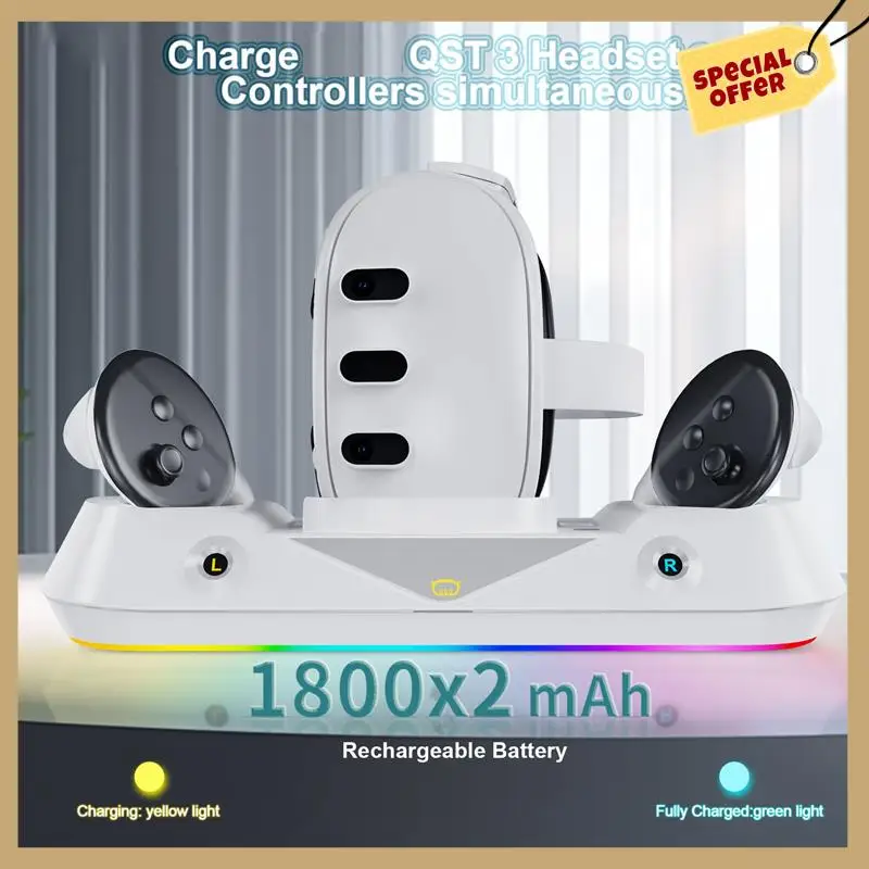 Stabiele prestatie-oplaaddock RGB-oplaaddock Snelle laadstationbasis voor Meta Quest 3-oplader VR-headset en controller