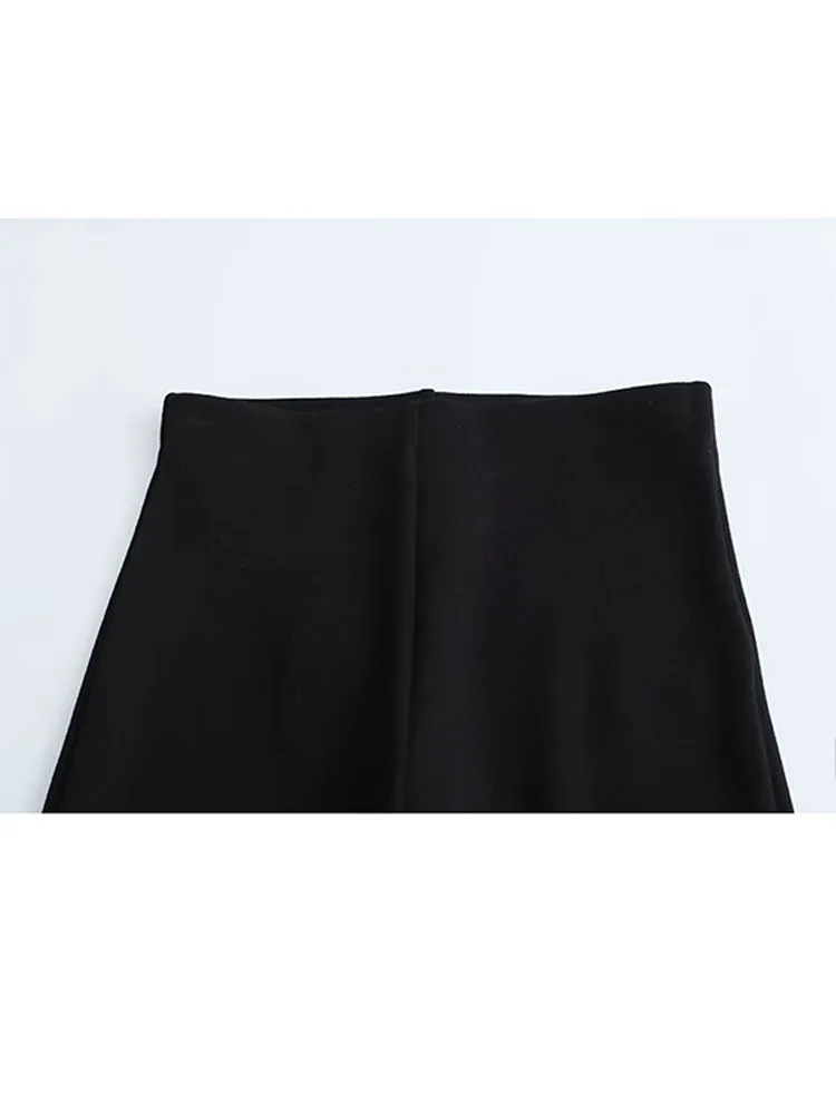 HH Pantaloni estivi da donna Abito O-Collo monopetto Decorazione senza maniche Gilet solido Top + Elegante gamba svasata elasticizzata Mujer
