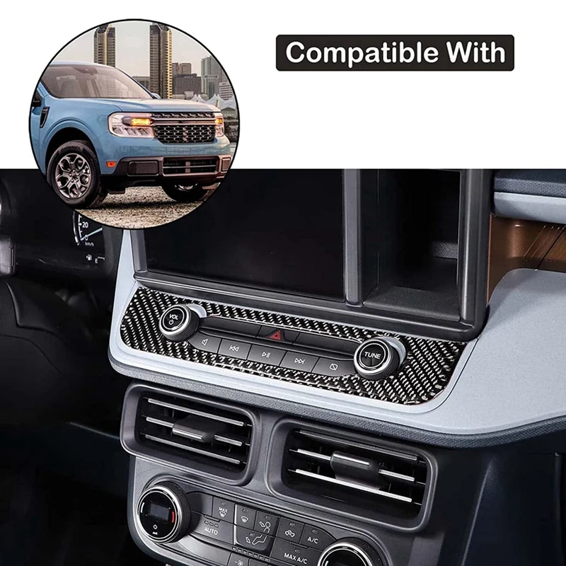 Central Control Multimedia Knob Button Frame Cover Trim For Ford Maverick 2022 2023 Accessories - Soft Carbon Fiber