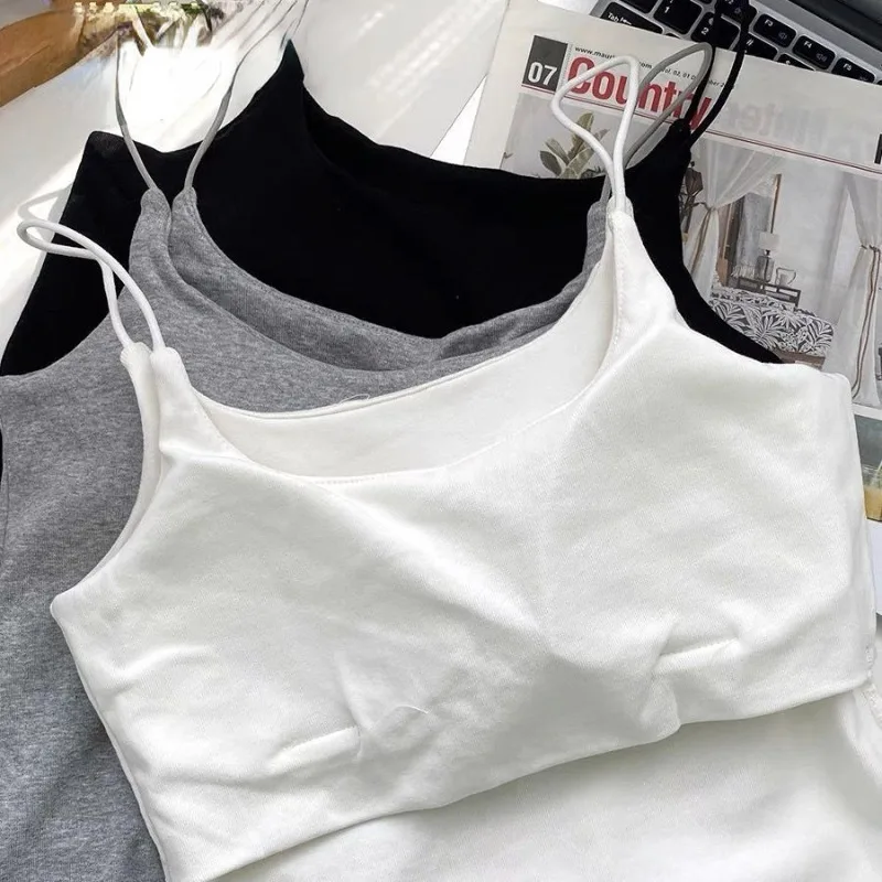 Pure Cotton Beautiful Back Suspender Bra for Women Sexy Tube Top Anti-exposure All-in-one Vest with Breast Pads Slim Top