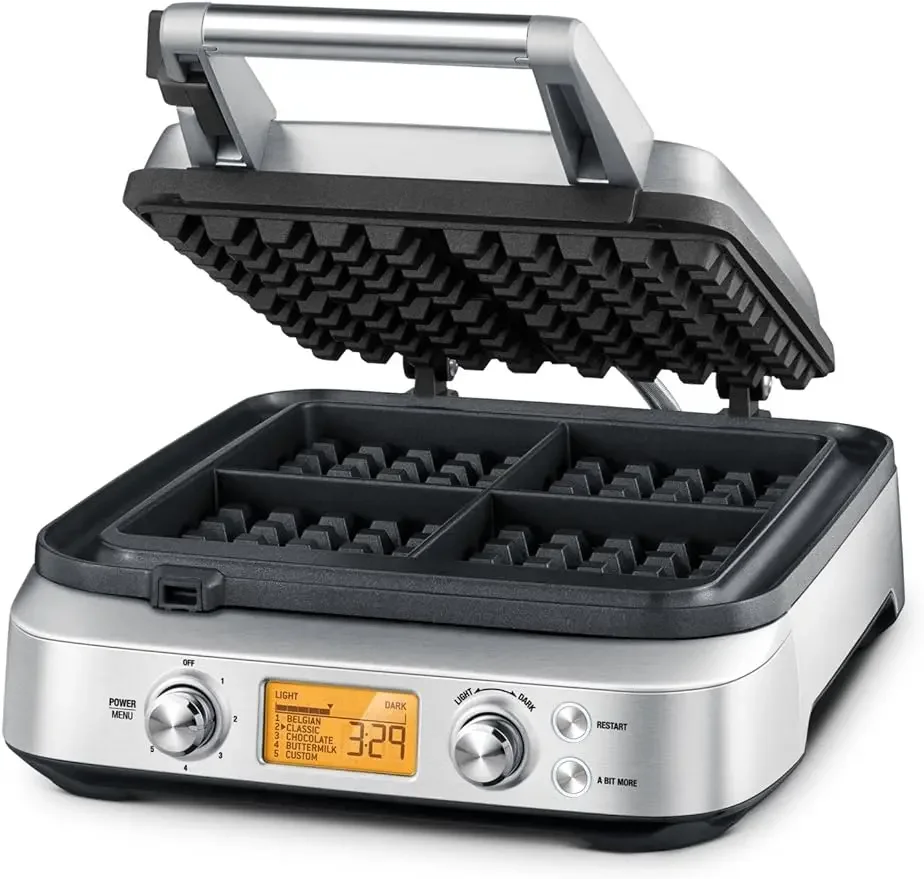 NEW.BWM640XL Smart 4-Slice Waffle Maker, Silver