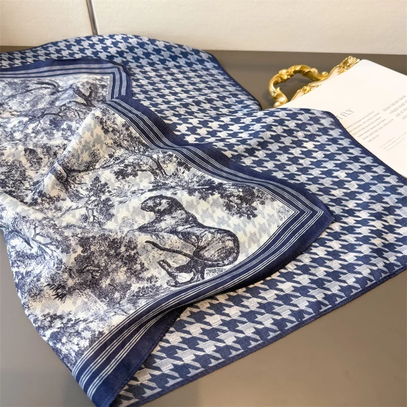 جديد على الوجهين لونين متعرجة منقوشة وشاح رقيقة الحماية من الشمس عالية الجودة شال الرقبة وشاح حريري على الطراز البريطاني