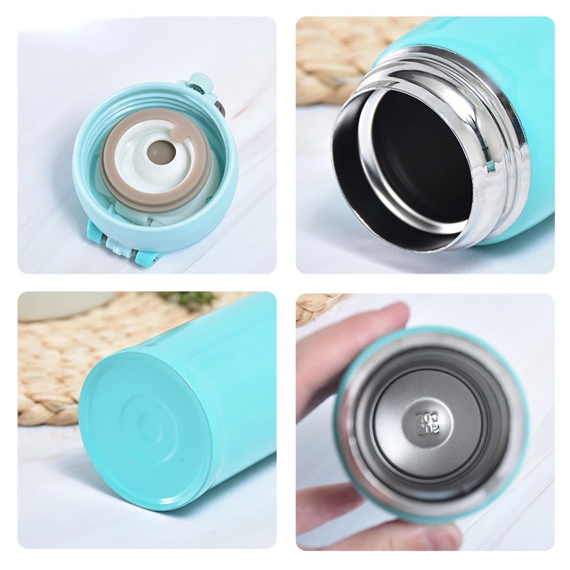 500ml Creative Gift Portable Lock Bounce Stainless Steel Insulation Vacuum Cup Thermos Universal Thermos Flask Water Bottle Cute