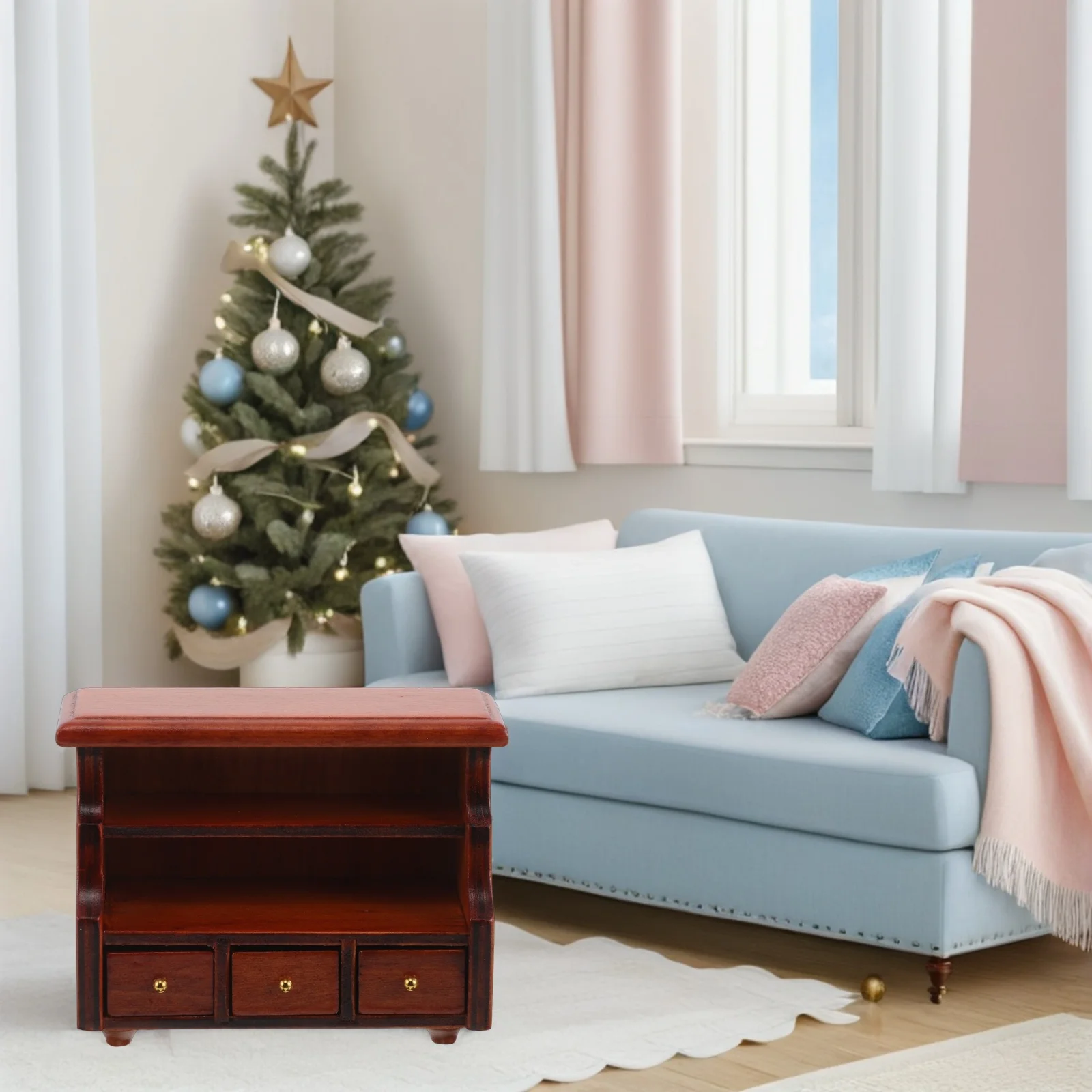 

Miniature Vintage Wood Cabinet Bookshelf Mini Storage Shelves for Living Room Micro Scene Display Dollhouse Furniture Decoration