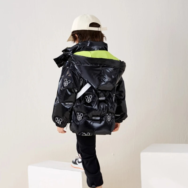 سترة ديزني كيدز داون، منتفخة قصيرة سميكة برقبة عالية لملابس الشتاء للأولاد والبنات