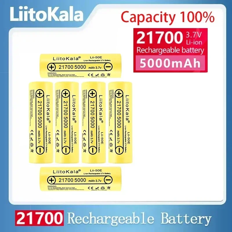 LiitoKala Lii-50E IMR 21700 5000mAh 3.7V 40A High Capacity Protected Flat Top Rechargeable Li-ion Battery+DIY Nicke