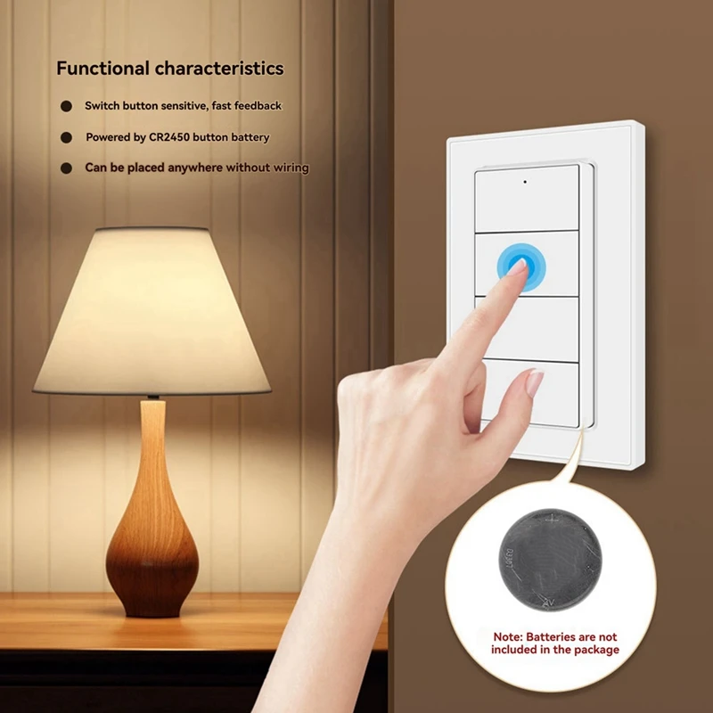 Tuya Zigbee Wireless 4-Gang Scene Switch Smart Life App Control, Battery Powered Portable Scene Push Button Switch