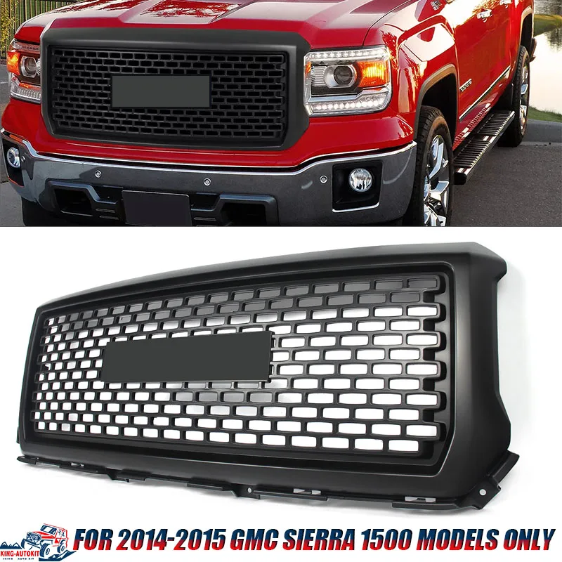 

Front Upper Bumper Grille Matte Black For GMC Sierra 1500 2014 2015 Denali Style SLE Crew Cab Pickup 4-Door car Accessories