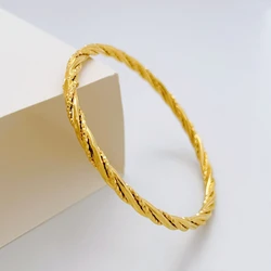 Women's Hand Bracelets Gold Color 4mm Twisted Round Circle Cuff Bangles Wristband Pulsera Wedding Jewelry Accessories Gifts