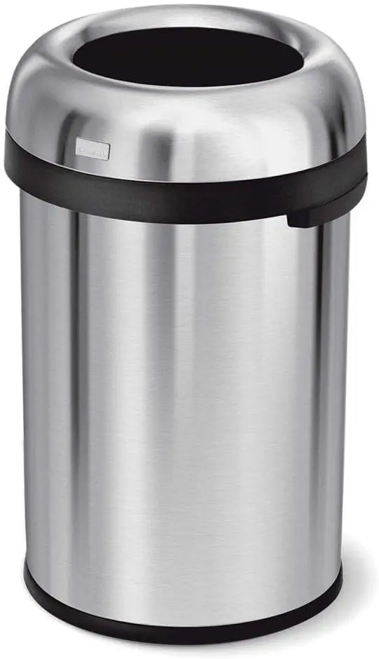 115 Liter / 30 Gallon Bullet Open Top Trash Can Commercial Grade Heavy Gauge, Brushed Stainless Steel