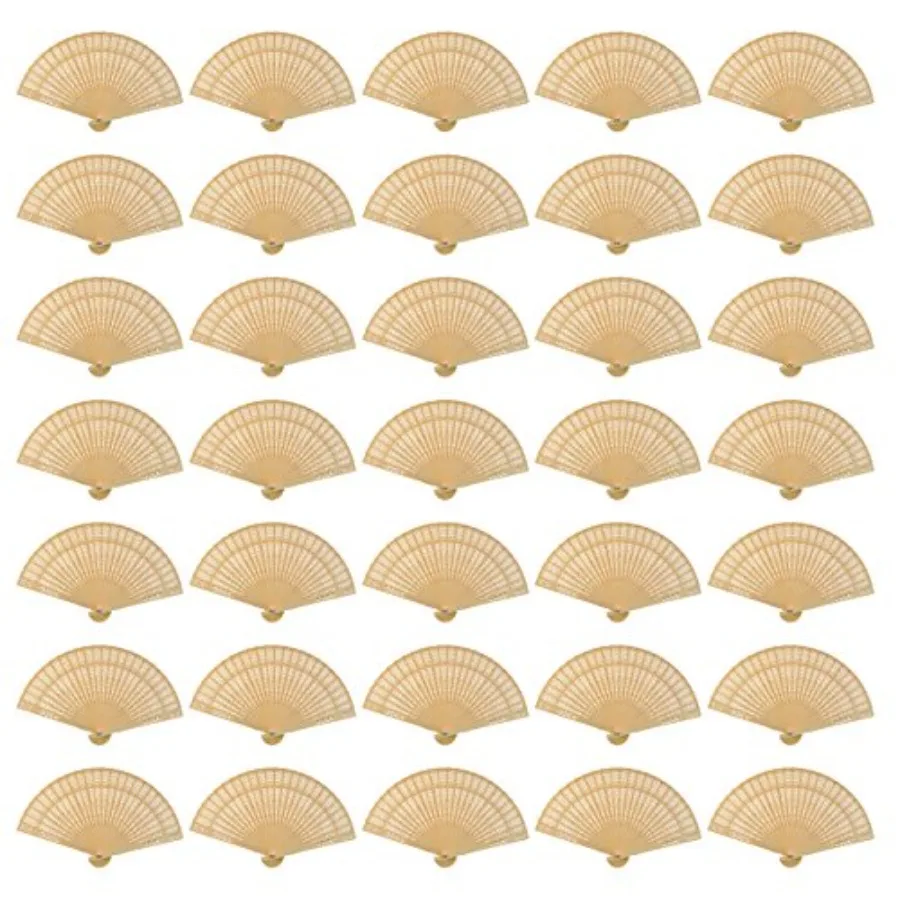 

Набор из 60 складных вееров из сандалового дерева для свадебных подарков, ручные складные вееры с ажурной отделкой, персонализированные вееры для свадебных торжеств