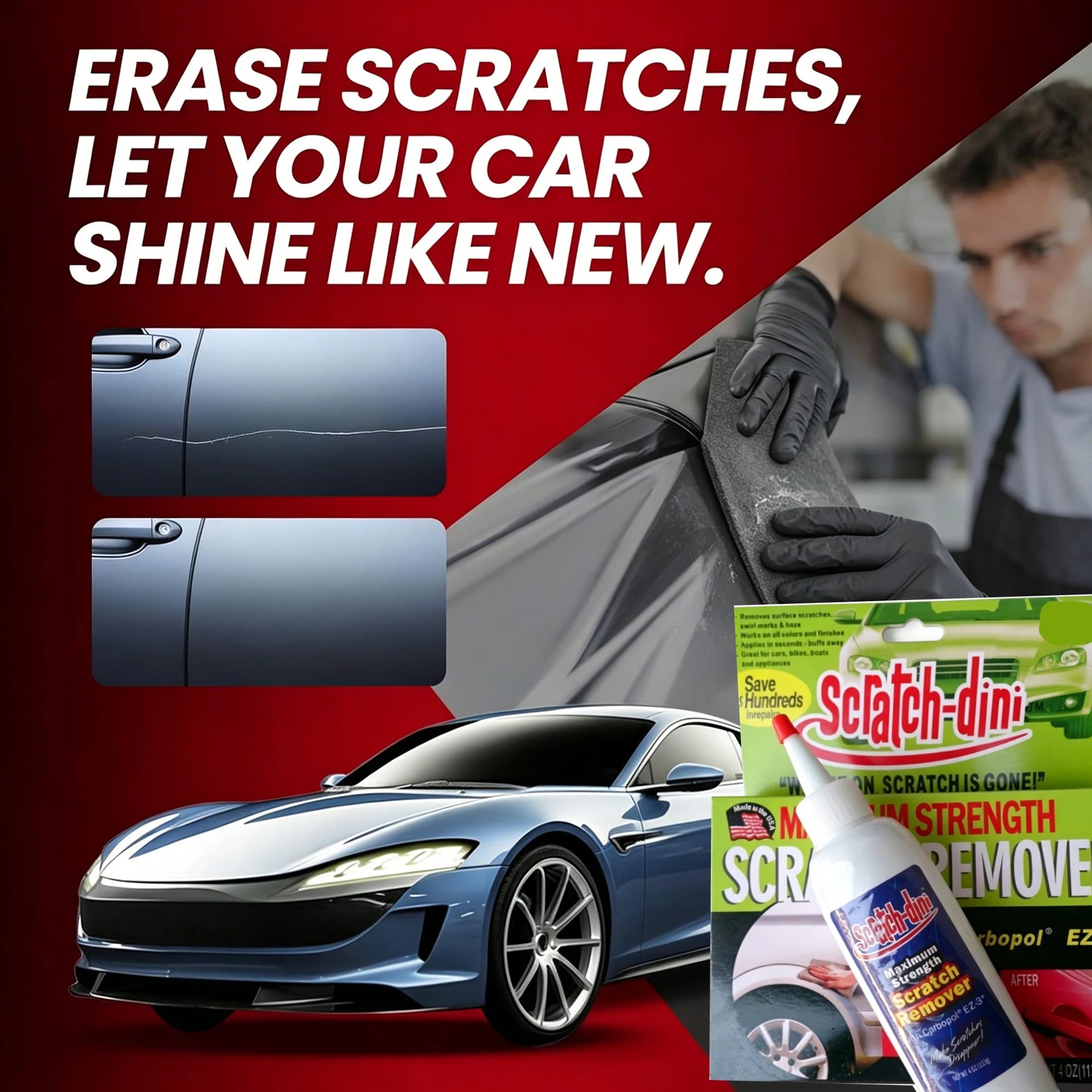 Car Scratch Remover Paste, Scratch-dini Auto Paint Scratch Repair Agent,Remove Surface Scratches & Swirl Marks for Car Detailing