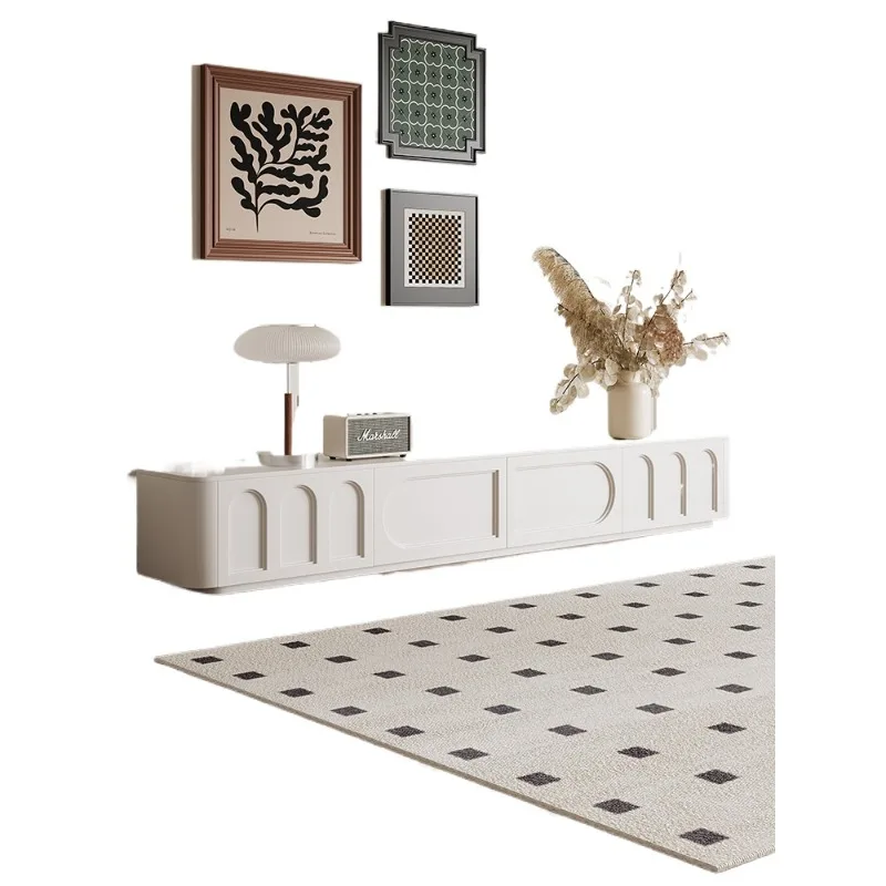 

Французский кремовый комплект: тумба под ТВ и журнальный столик, из массива дерева, простой белый дизайн, для гостиной, напольный декор для дома.