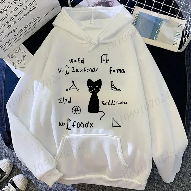 Nueva Sudadera con Capucha para Hombre con Diseño de Gato Negro y Amor por las Matemáticas, Sudadera con Gráfico Matemático para Profesor de Matemáticas, Estudiante, Ropa Urbana, Regalo