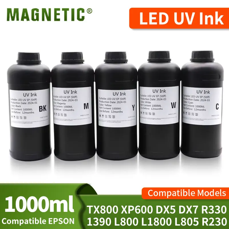 1000ML Atrament LED UV do TX800 XP600 DX5 DX7 DX10 DX4 DX6 L800 L1800 L805 Głowica drukująca do Epson 1390 R1800 R1900 UV Modified Printer