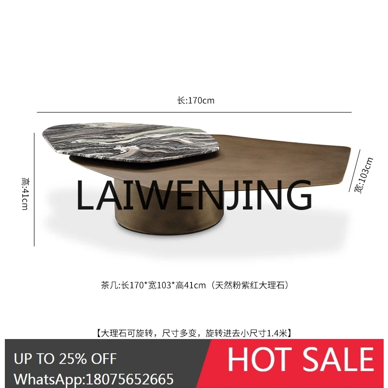 

RWJ Stainless Steel Italian Simple Luxury Tea Table Designer Model High-End Combination Rotating Tea Table