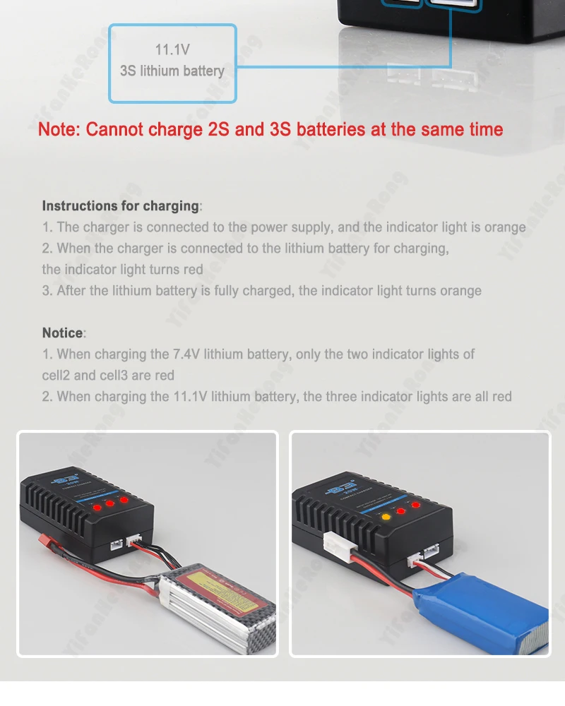 B3 20W Battery Balance Charger for 7.4V 11.1V 2S- 3S Lipo for RC Drone Unmanned Aerial Vehicle UAV Durable Smart Accessories