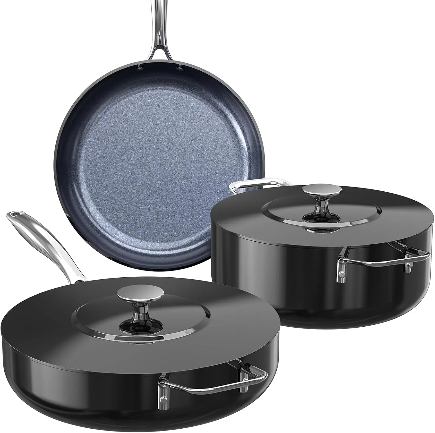 

5PC Ceramic Cookware Set, PFAS-Free Non-Stick, Diamond Scratch-Resistant, Induction Ready & Dishwasher Safe