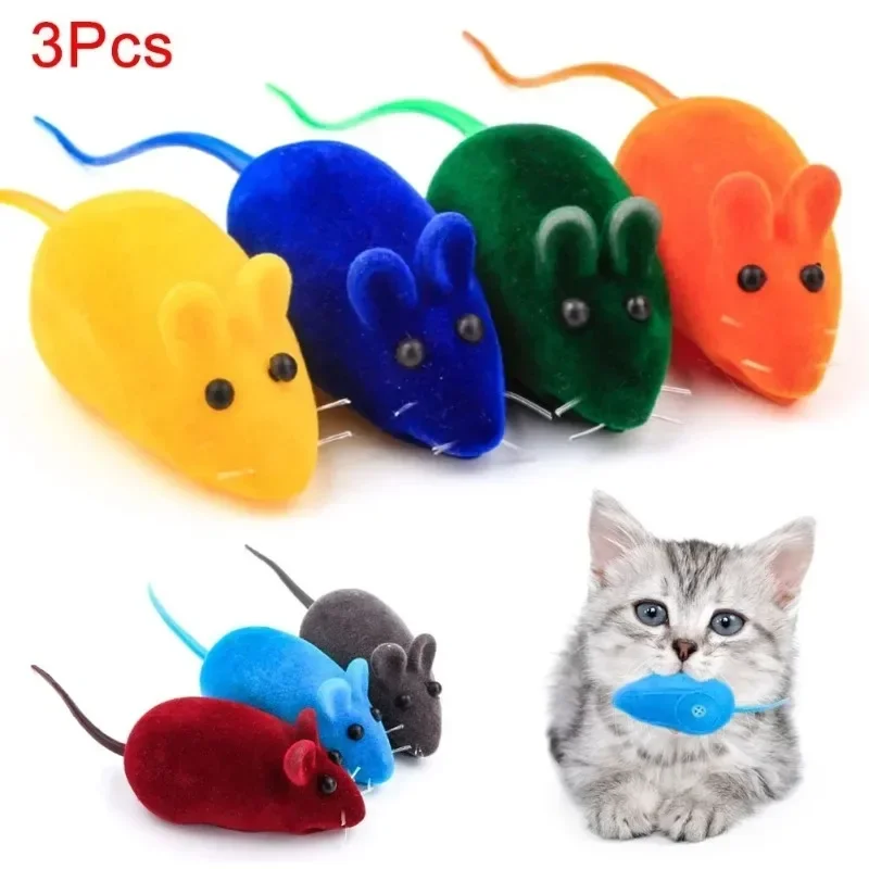 3 Pack Squeak Noise Funny Kitten Mouse Pet Dog Cat Play Toy Color Random Cat Toy