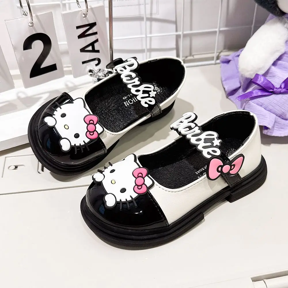 Girly Heart Kawaii Sanrio Anime Hello Kitty Princess Shoes Cute Cartoon Children Soft Ins Black Board Shoes Lovely Gifts for Kid