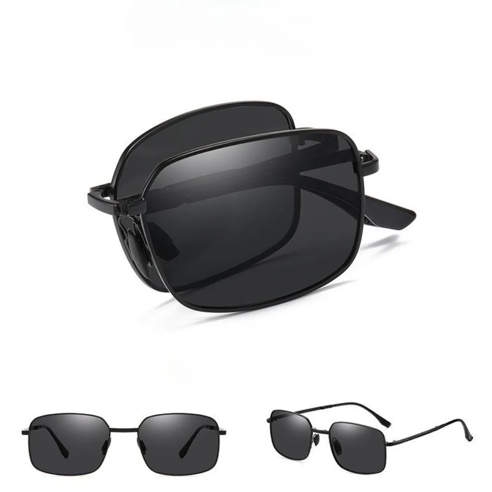 Occhiali da sole pieghevoli polarizzati per guida da uomo, giorno e notte, occhiali da sole quadrati a doppio scopo che cambiano colore
