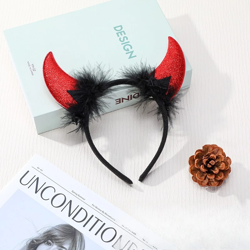 Dämon Stirnband Halloween Kinder Urlaub Party Kalb Horn Stirnband Tanz Cosplay Dress Up Requisiten Kopfbedeckung – Detail 2