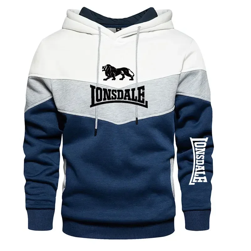 

2025 Мужская лоскутная толстовка с капюшоном, уличная повседневная спортивная одежда, уличная мода, мужская флисовая термотолстовка с капюшоном, осень-зима, черная