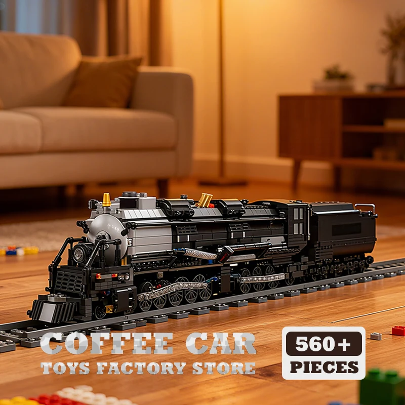 

Набор строительных блоков в стиле ретро, MOC, городская железная дорога, локомотив, кирпичи, креативная модель, рельсовые автомобили, игрушки для взрослых и детей, подарки «сделай сам»