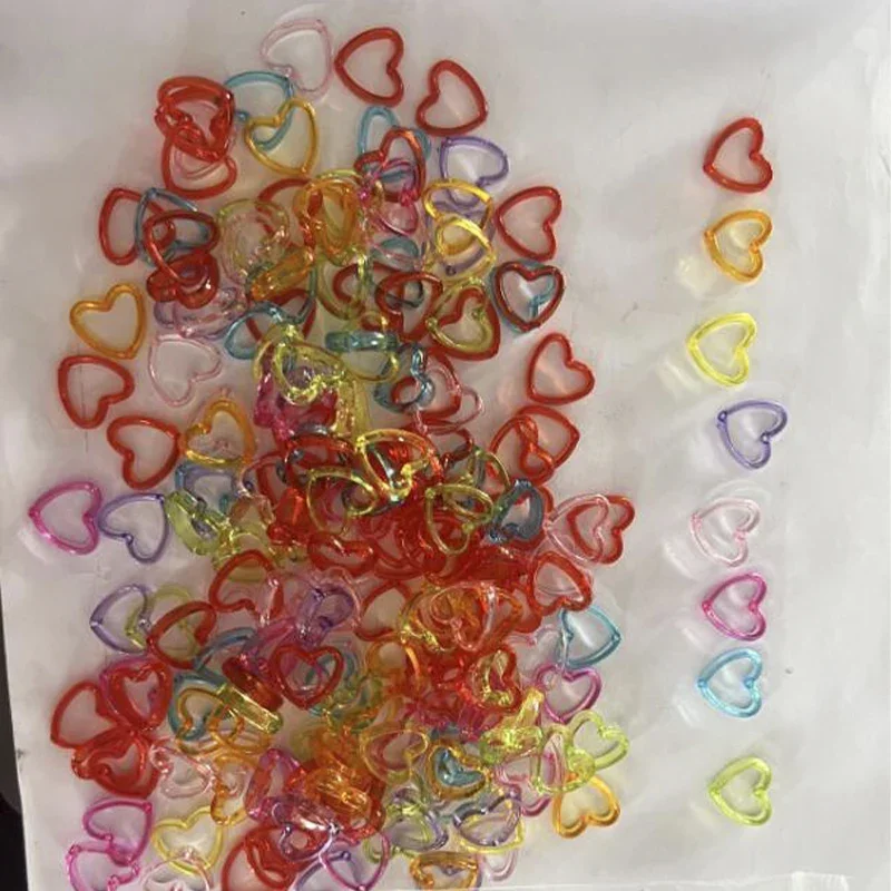 50~200pcs Transparent Acrylic Bead Frames Dyed Heart Mixed Color fashion jewellery 15x16.5x4mm Hole: 1.6mm