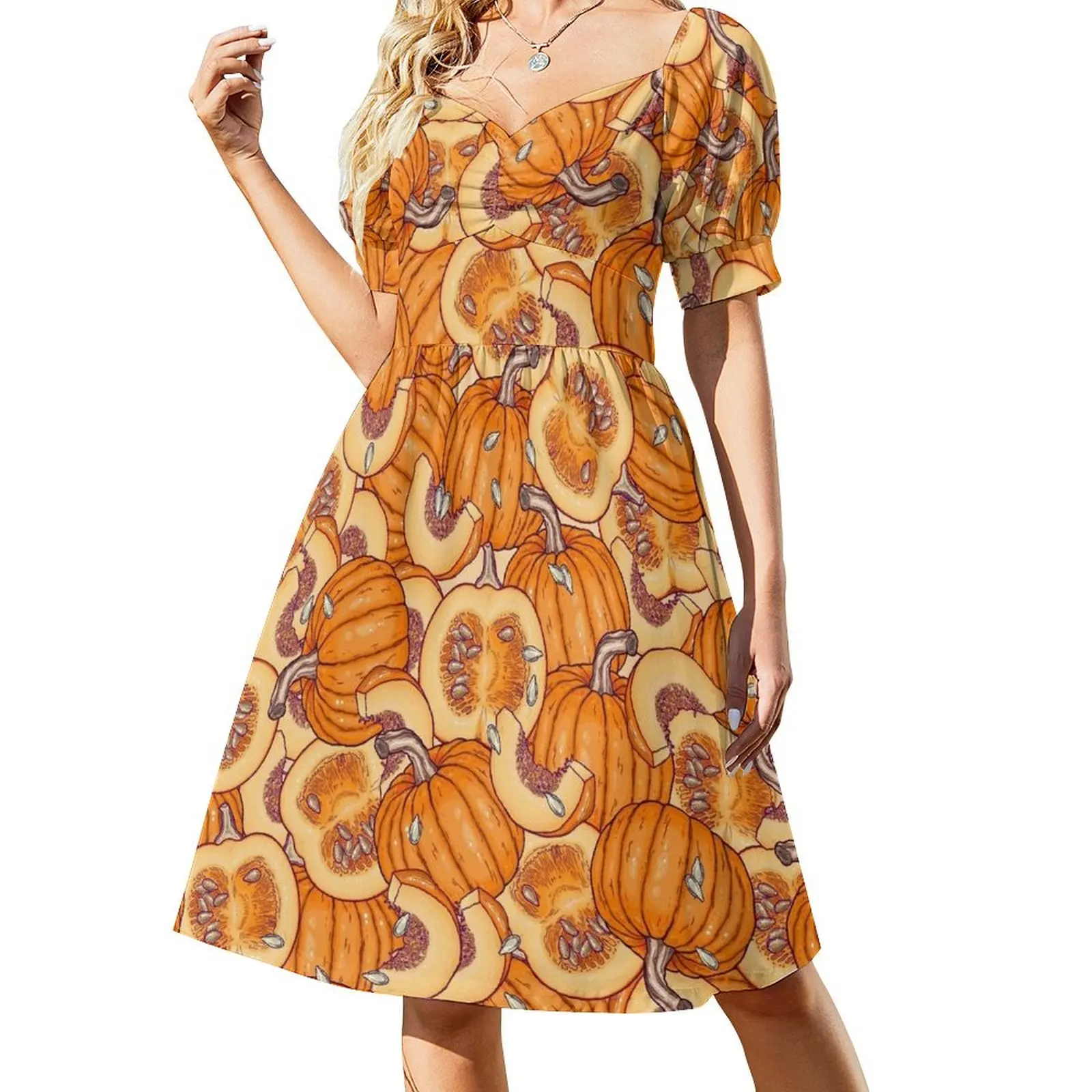 

pumpkin dream Short-Sleeved Dress Dress women women's summer dresses 2025 clothing women summer 2025