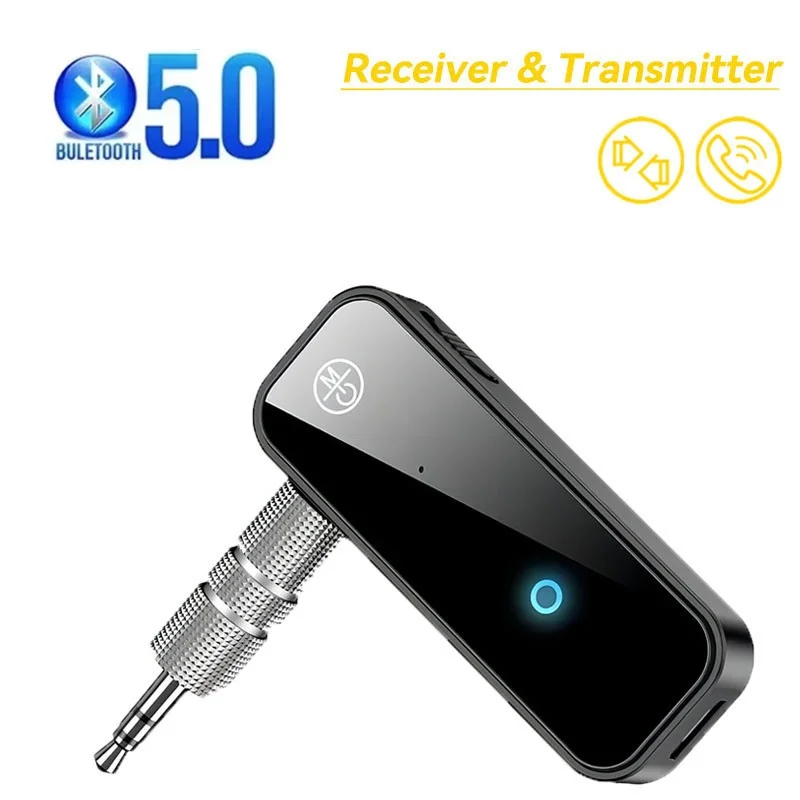 Adattatore trasmettitore ricevitore wireless Bluetooth 5.0 2 in 1 jack da 3,5 mm per musica per auto audio Aux A2dp cuffie ricevitore vivavoce