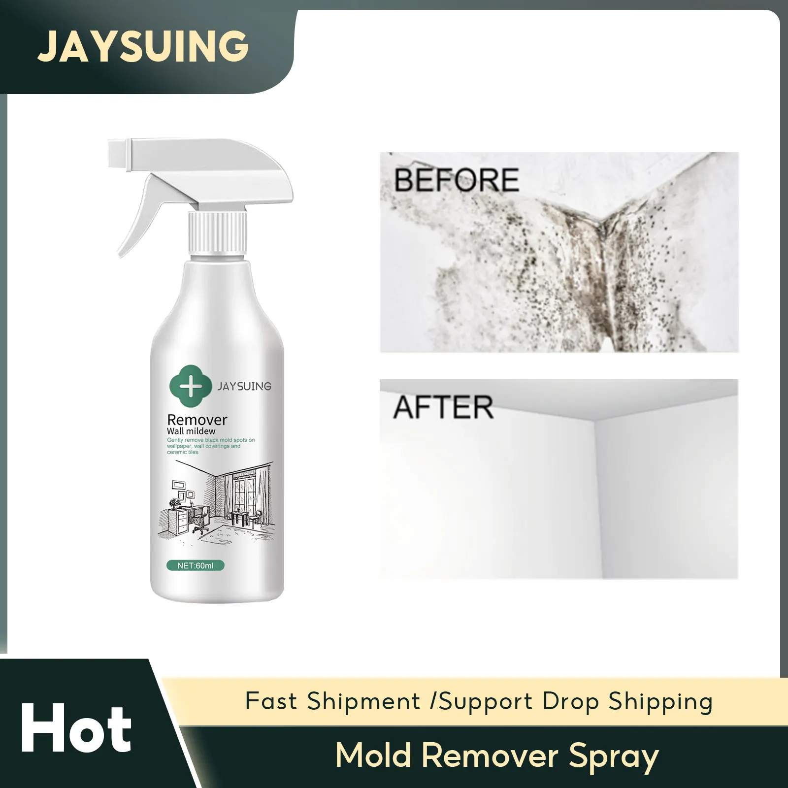 

Mold Remover Spray Mildew Elimination Wall Mold Spot Prevention Bathroom Kitchen Cleaning Effective Mildew Removal Cleaner Spray