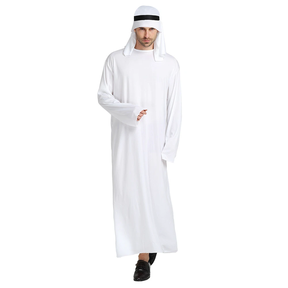 Middle East Adult Men Women Arabian Arab Sheikh White Robe Headscarf Halloween Costume Cosplay