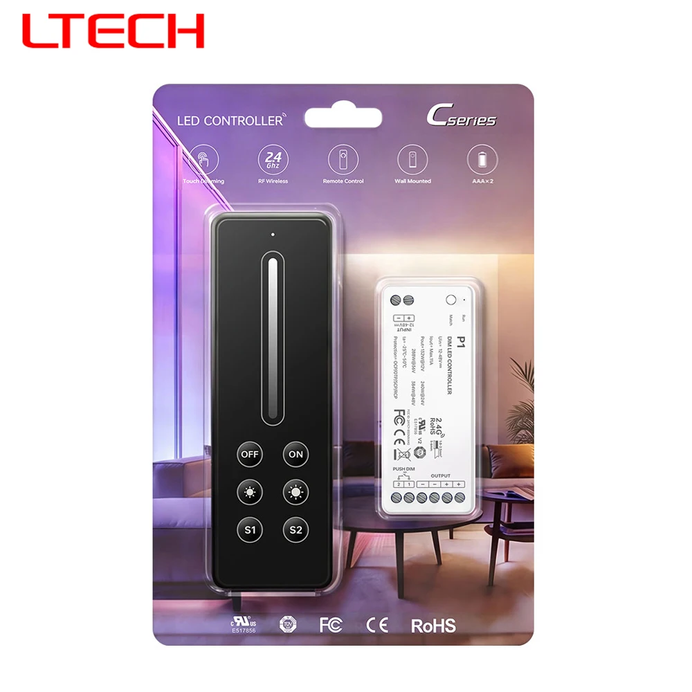 kit-controlador-de-dimmer-led-ltech-com-interruptor-de-pressao-e-controle-remoto-sem-fio-rf-24g-para-fita-led-cob-de-cor-Unica-dc-12v-24v-36v-48v