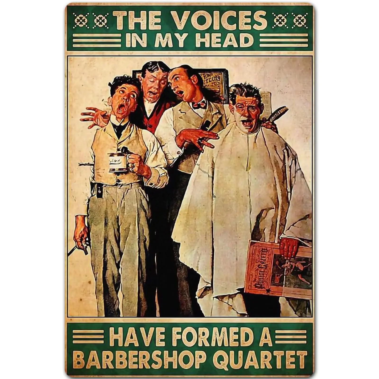 Funny Barbershop Quartet Bathroom Quote Metal Tin Sign Wall Decor Vintage Tin Sign for Office/Home/Classroom Bathroom Decor Gift