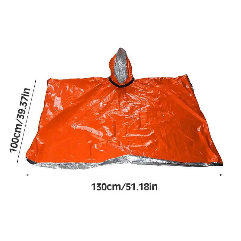 Emergency Water Proof Raincoat Aluminum Film Disposable Poncho Cold Insulation Rainwear Blankets Survival Tool Camping Equipment