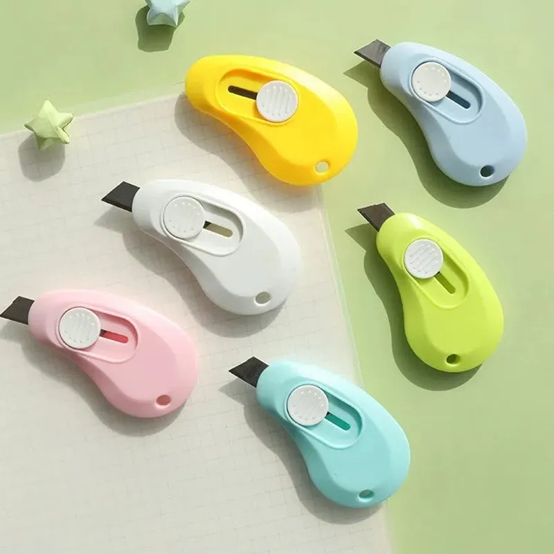 62mm Kawaii Cute Mango Mini Utility Knife School Office Supply Creative Stationery Portable Keychain Paper Cutter Box Opener