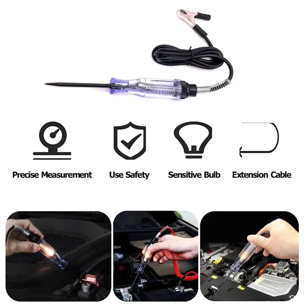 6V/12V/24V Auto Truck Voltage Circuit Tester DC Digital Long Tool Probe Light Bulb Auto Diagnostic Display Pen Repair Test Pen