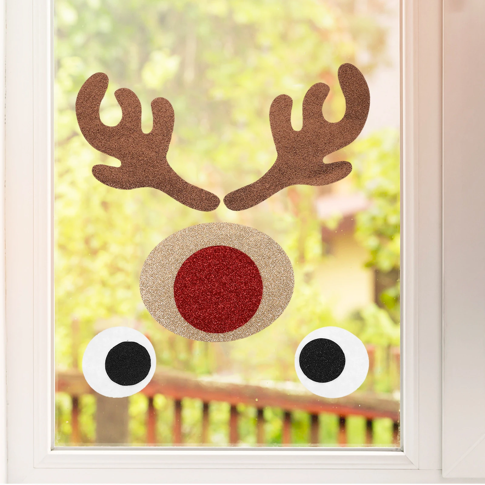 

Elk Head Wall Sticker Christmas Window Decorations Stickers Door Non-woven Decal Animal Face Refrigerator