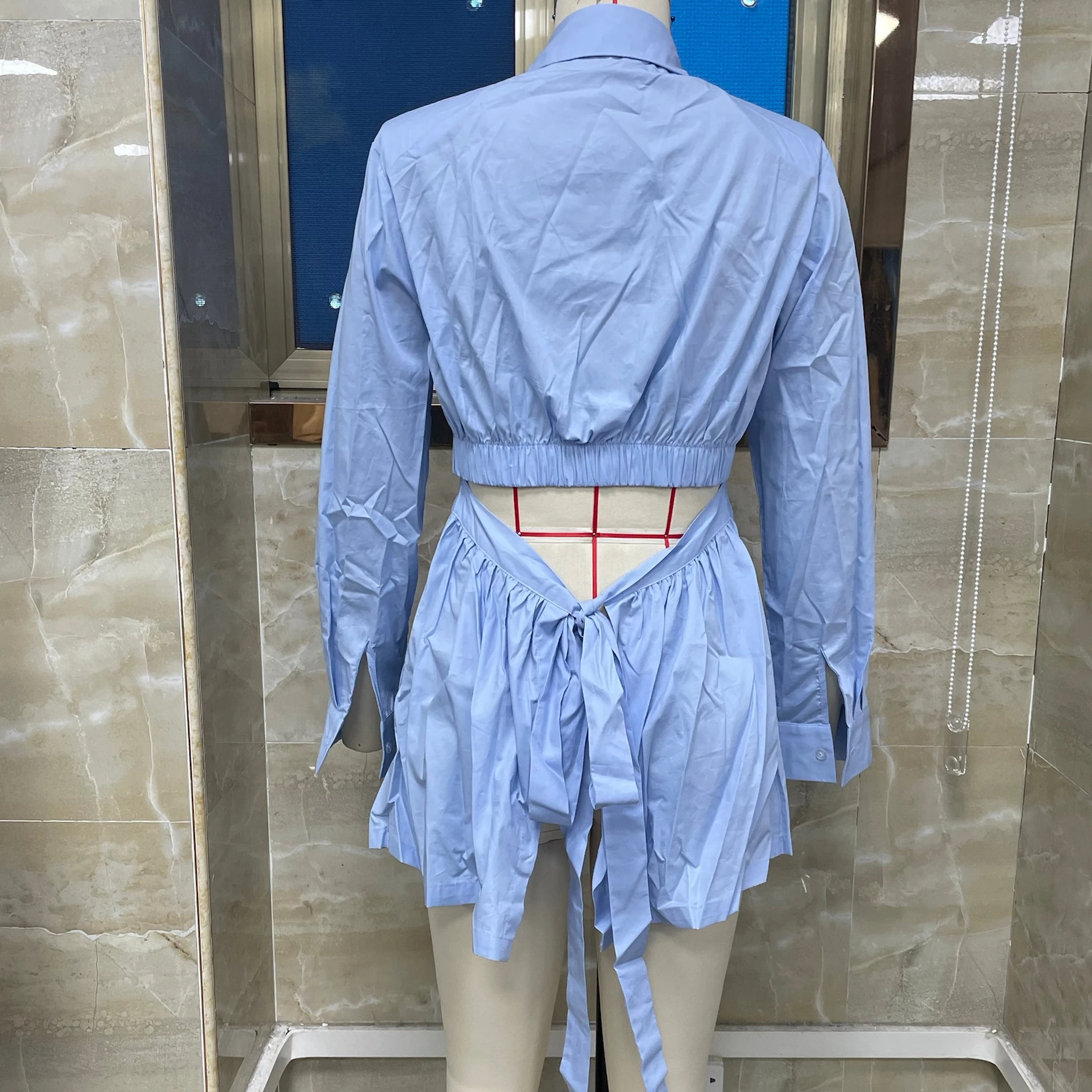 

Premium Women's Autumn Solid Color Slim Fit Tops Long Sleeve Hollow Out Turn Down Collar Casual Button Up Folds Shirts