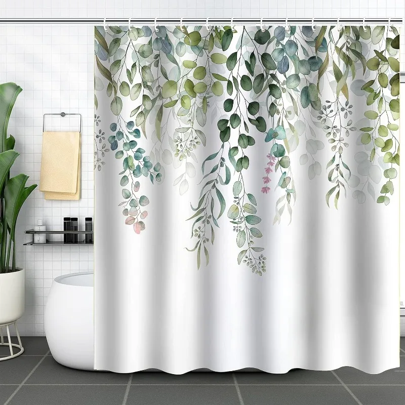 Bathroom Bath Curtain Premium Waterproof Fabric Toilet Curtain Mildew Proof Shower Curtains Wet Dry Separation for Bathing Use