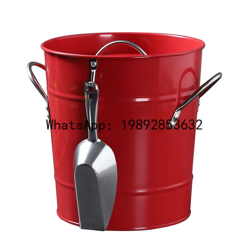 

Iron solid color ice bucket with lid ktv bar outdoor barbecue mini wine and beverage storage bucket
