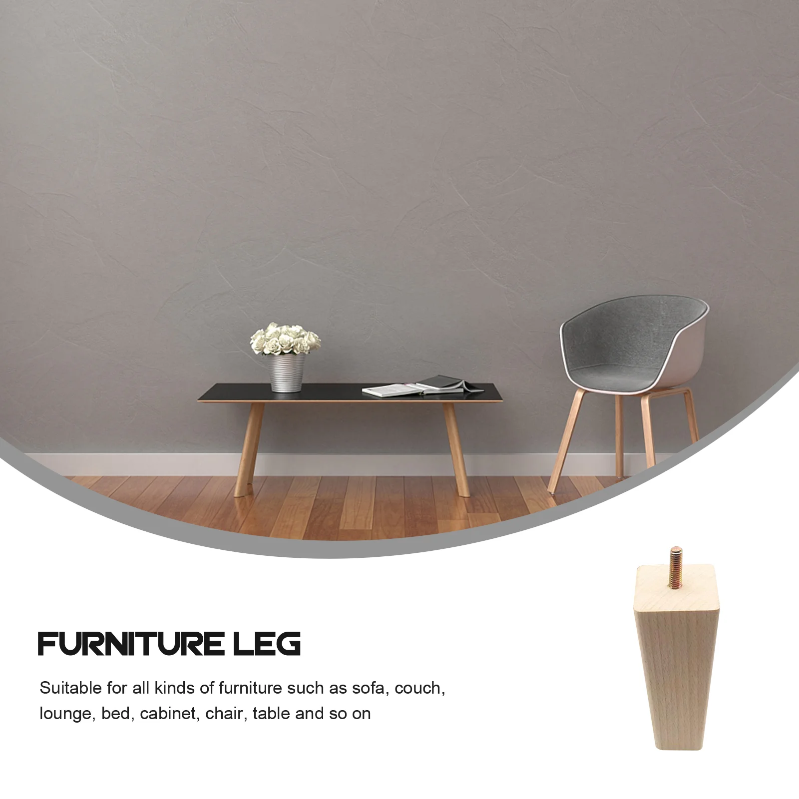 4 Pcs Wooden Feet Sofa Leg Solid Round Couch Table Legs Tea Support Bedside Coffee