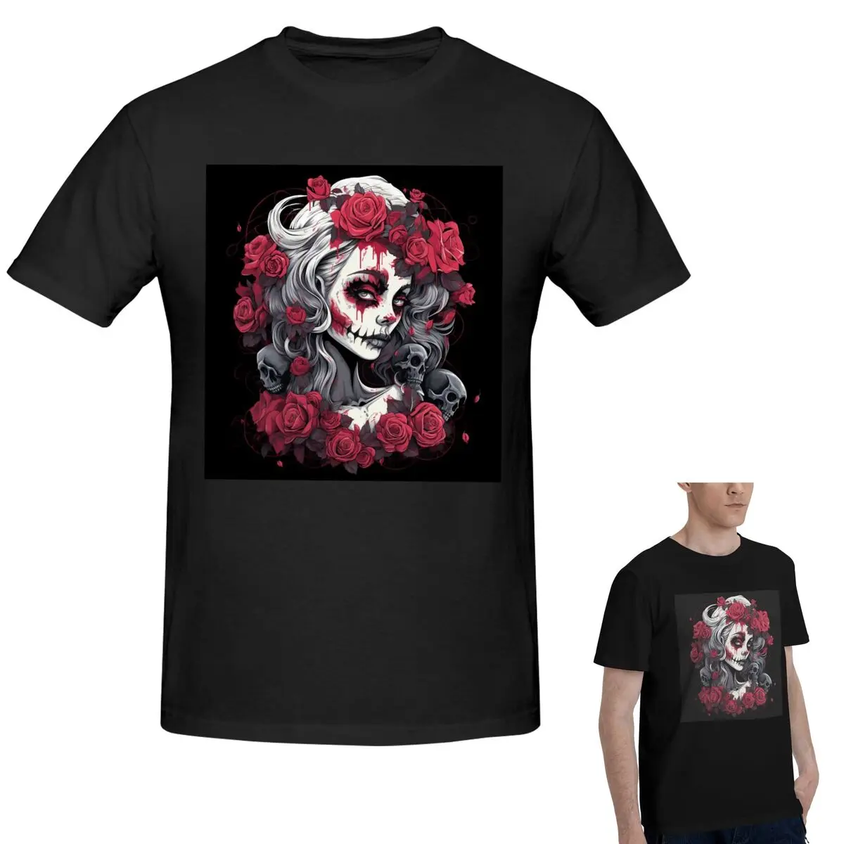 

Alexander Gothic Las Elegantes Girls Day Of Dead Skull T-Shirt Men's Classic Oversized T Shirt Men O-Neck Summer Shirts Tops