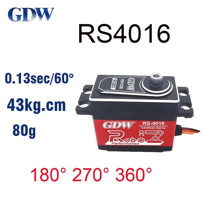 GDW RC Servo RS4016 43KG 180° 270° 360° High Torque Metal Shell Steel Gear Digital Coreless Servo For RC Car Manipulator Robot