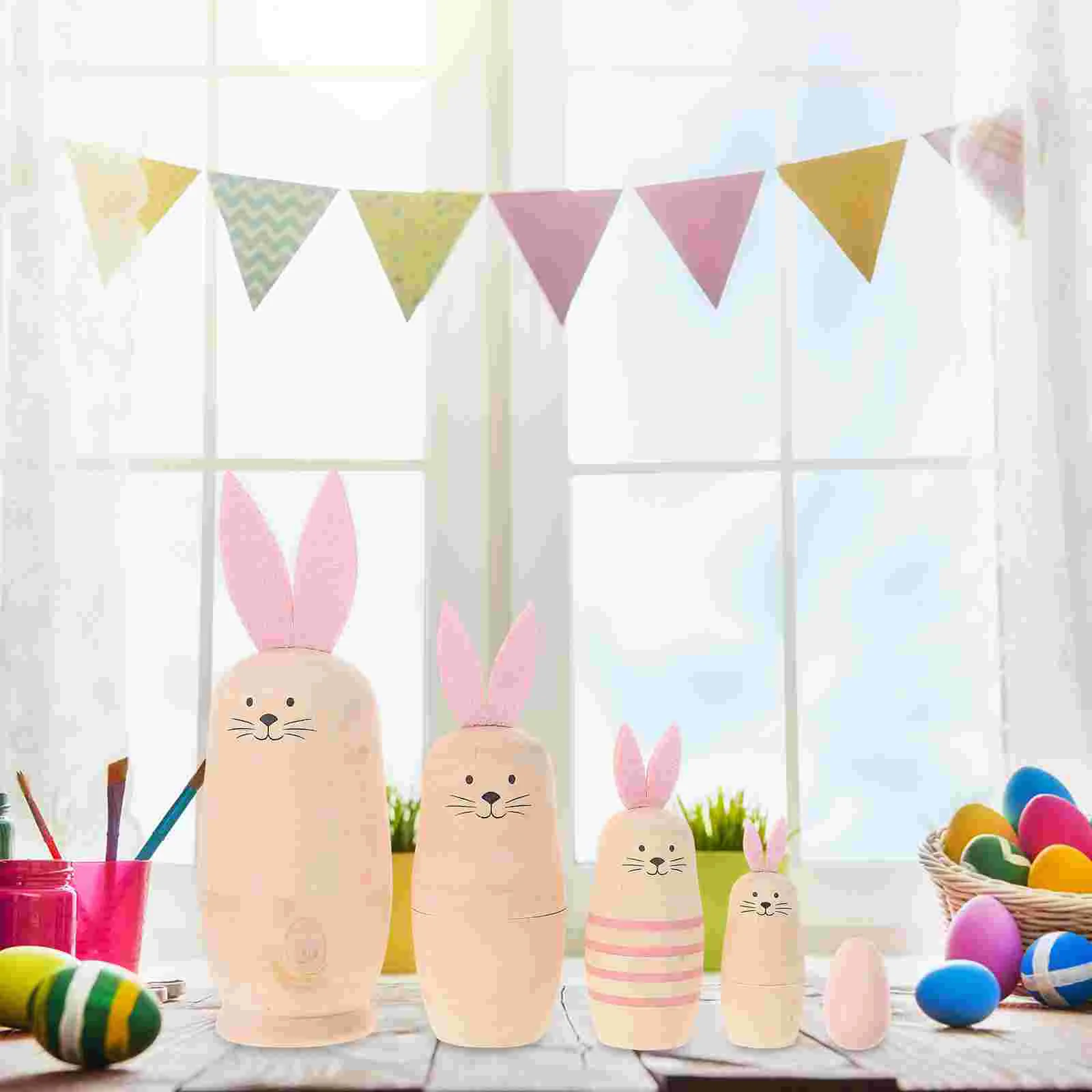 

Rabbit Nesting Russian Children Gifts Birthday Dolls Multi-layered Matryoshkas Easter Playthings Wood Toys Wooden