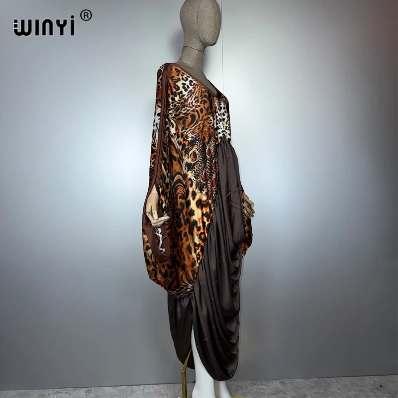فستان سهرة WINYI دبي فاخر أنثى فضفاضة قفطان ملابس امرأة مسلمة عطلة الشاطئ التستر بوهو فساتين امرأة الملابس